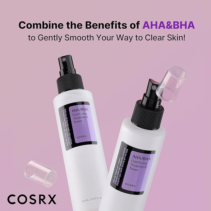 COSRX AHA/BHA Treatment Toner 5.07 fl.oz/ 150ml, Facial Exfoliating Spray for Whiteheads, Pores, & Uneven Skin, Korean Toner, Not Tested on Animals, No Parabens, No Sulfates, Korean Skin Care