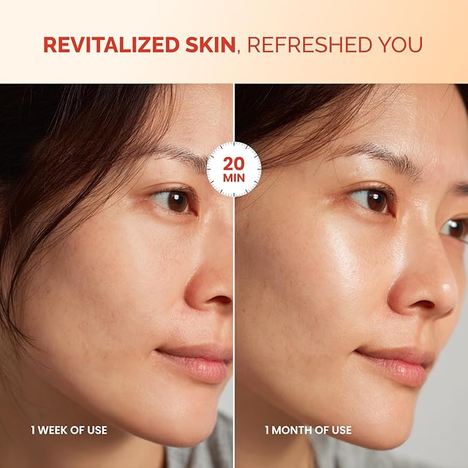 PLANTIFIQUE Facial Sheet Mask Vitamin C Glow 5 Pack – Rejuvenating & Glowing Face Mask Sheets Pack with Peach & Vitamin C – Korean Skincare for Dull Skin