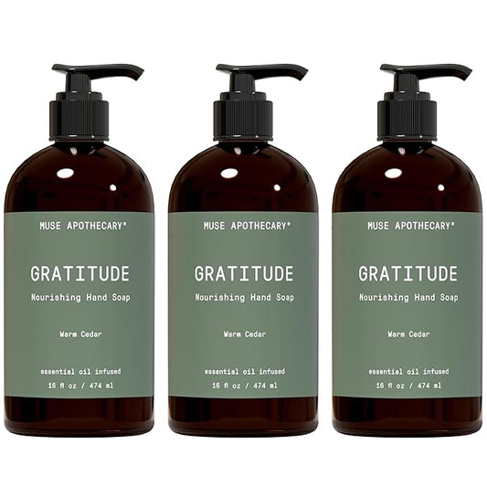 Muse Apothecary Hand Ritual - Botanical Collection - Aromatic and Nourishing Hand Soap, Infused with Natural Aromatherapy Essential Oils - 16 oz, Warm Cedar, Pack of 3