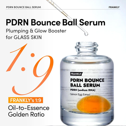 PDRN Bounce Ball Serum – Korean Salmon DNA Face Serum for Glass Skin, Plumping & Firming – Lightweight, Non-Sticky Glow Serum for Bouncy, Hydrated Skin – 1.01 Fl Oz