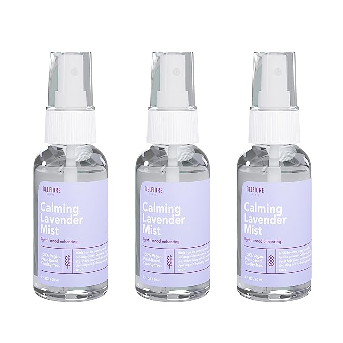 100% Natural Lavender Mist Spray, Organic Face Body Hair Hydrating Mister, Calming for Better Sleep, Vegan non-GMO, 2 ounce (3 Pack)
