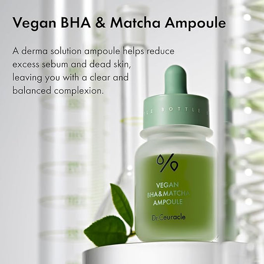 Dr.Ceuracle Vegan BHA & Matcha Ampoule - Gentle Exfoliating Facial Serum, Salicylic Acid for Pores and Sebum Treatment (30ml / 1.01 fl. oz.)