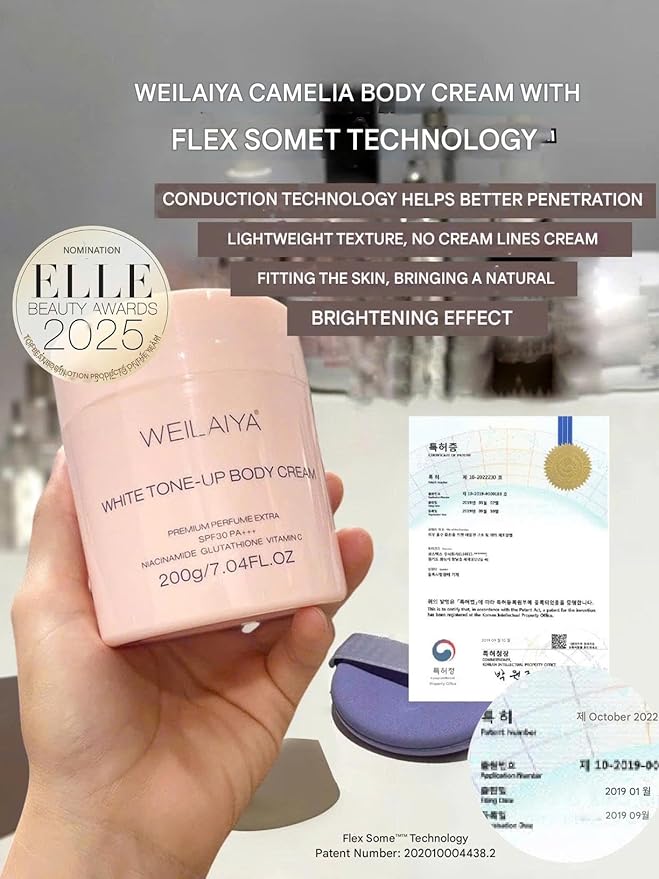 Camellia Flower Extract Face Body Cream Tone-Up SPF30 PA+++ & Niacinamine Fragrance Body Lotion Brightening, Anti Aging, Moisturing