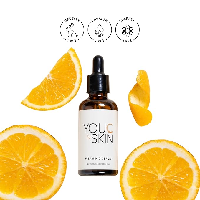 You C & Skin Vitamin C Serum 1.7 fl oz – Hydrating Face & Neck Serum for Men & Women – Lightweight, Non-Greasy Formula with Niacinamide & Peptides