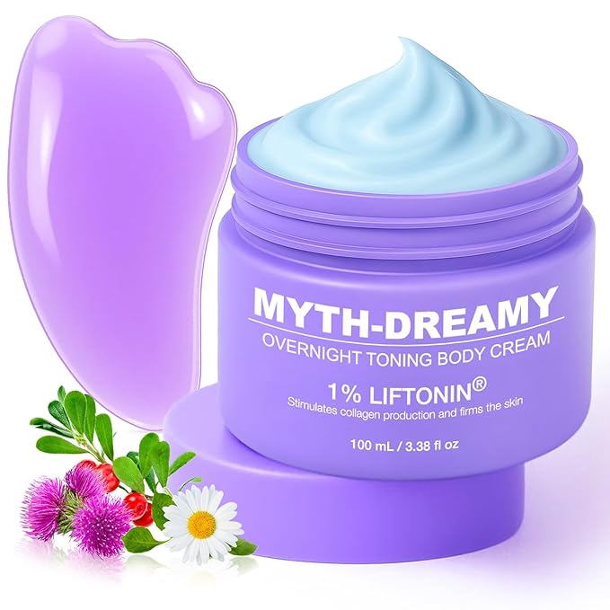 MYTH-Dreamy Overnight Toning Whip Firming Cellulite Cream, Skin Firming and Tightening Lotion While You Sleep - Helps Tighten Loose Skin & Cellulite on Body Belly Booty Arms Thighs with Gua Sha Tool