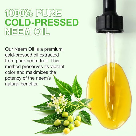 Neem Oil 2.02 fl.oz, Neem Oil for Skin and Hair, 100% Pure Natural Cold Pressed Unrefined Virgin for Hair Growth, Skin& Body Care, Nails, Nourishes the Hair, Natural Moisturizer, Reduces Fine Line