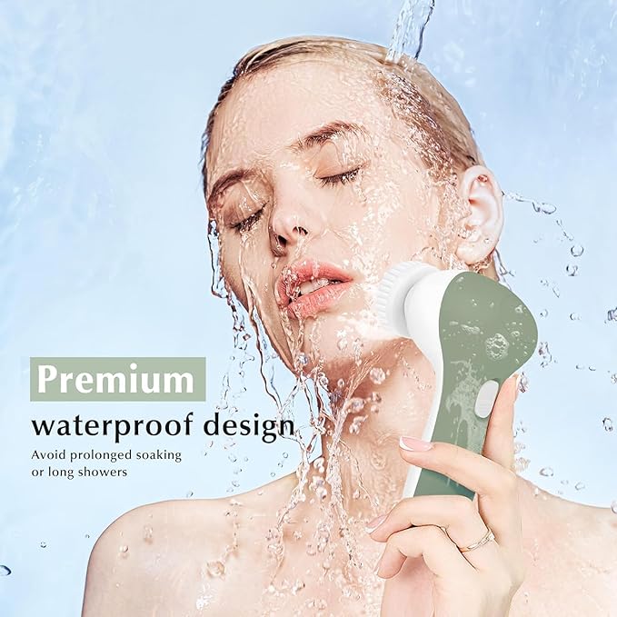 COSLUS Facial Cleansing Brush Silicone Face Scrubber: 7 in 1 FBS-D Electric Exfoliating Rotating Massage Device Waterproof Deep Cleaning Exfoliation Spa Machine - Electronic Skin Care Wash System