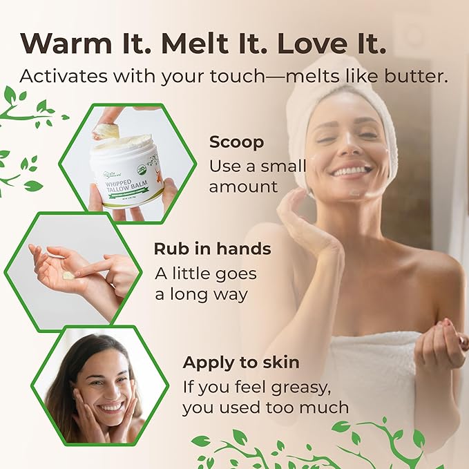 Wild Naturals Whipped Tallow Honey Balm, Grass-Fed Beef Tallow Balm for Skin with Manuka Honey & Shea Butter, Thick & Unscented for Dry, Sensitive, & Reactive Skin