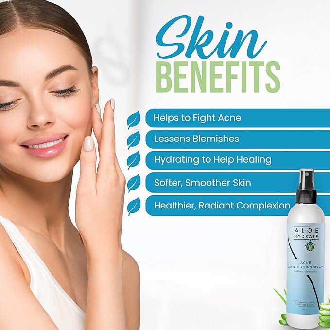 Acne Moisturizing Face Spray. Anti-Acne Face Mist of Aloe vera with Salicylic Acid, Retinol, Zinc, Niacinamide & Ceramide. Clean Hydrating Treatment for Breakouts & Sensitive Skin. Won't Clog Pores.