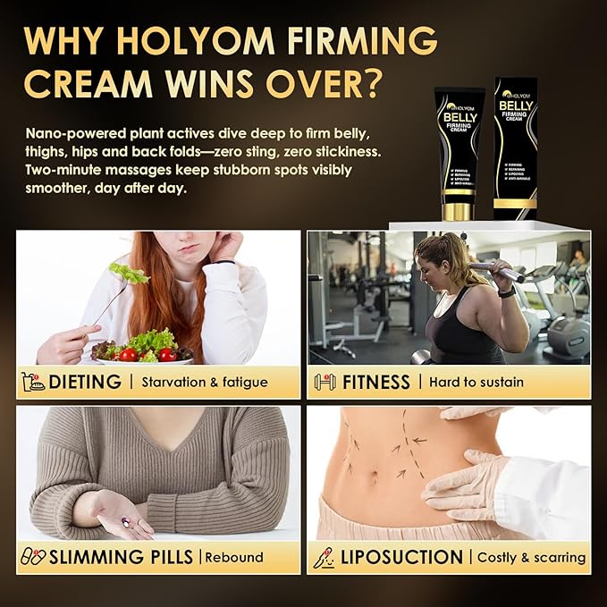 B Flat Belly Firming Cream - Premium Skin Tightening Cream for Stomach，Thighs & Butt， Skin Smoothing Moisturizer for Women and men, 4.22 fl oz