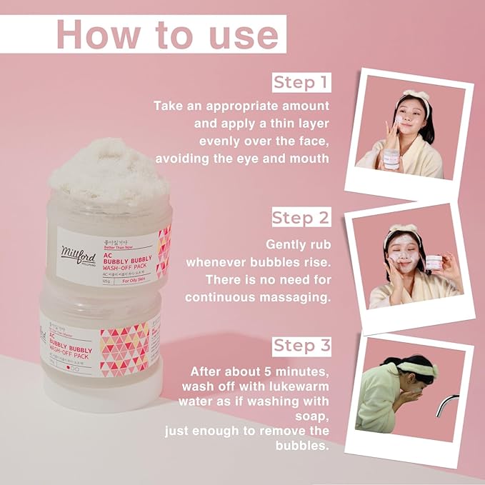 AC Bubbly Bubbly Wash-Off Pack 125g/4.4Oz, Kaolin, Deep Cleansing, Acne Prone Skin, Bubble Wash, Exfoliating, Bubble Mask, Removing Sebum and Dead Skins, Instant Bubbles Pop up