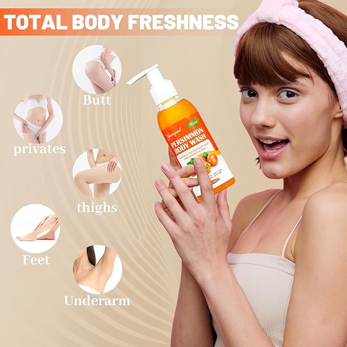 2 PCS Persimmon Body Wash for Strong Odor Control, Natural Persimmon Soap Bar Old People Smell Remover, Smelly Feet Deodorant Body Odor Eliminator, Body Wash Gel for Women & Men