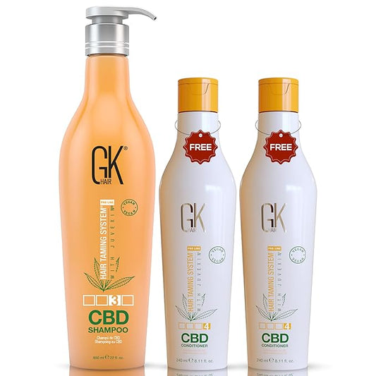 GK HAIR Hemp Shampoo and Conditioner Sets Hydrating Strengthening Color Treated Damaged Repair Provides Nourishing & Shine Natural Organic Vegan Sulfate Paraben Free (Shampoo & Conditioner)