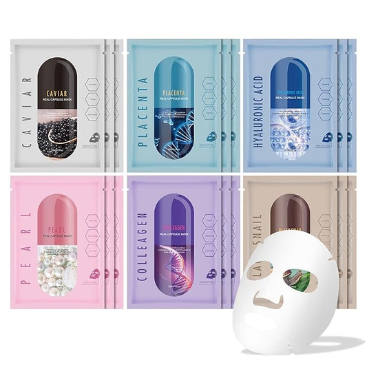 Face Masks Skincare Set for Girl,Moisturizing Collagen Facial Masks for Women Home Spa,Hyaluronic Acid Face Mask for All Skin Types,Day Night Facial Mask Hydrating,Deep Cleaning,Oil Contral(18Pack)