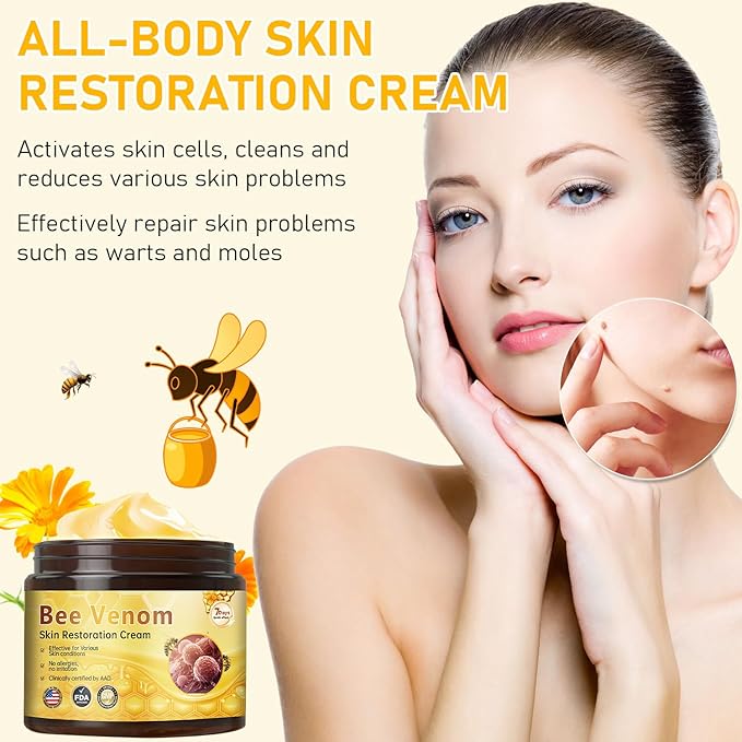 Bee Venom Skin Restoration Cream, Bee Venom Comprehensive Cream,Professional BeeVenom Skins Creams, Firming & Wrinkle-Reducing Creams,Natural Skin Moisturizer for All Skin Types(2PCS)