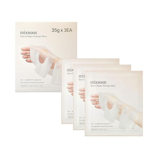 mixsoon Bean Collagen Hydrogel Mask 1PACK(35g X 3ea) low molecular Deep Nutrition, Radiance, Hydration All-In-One Firming, Ingredients Absorbing Over Time Korean Glass Skin Care
