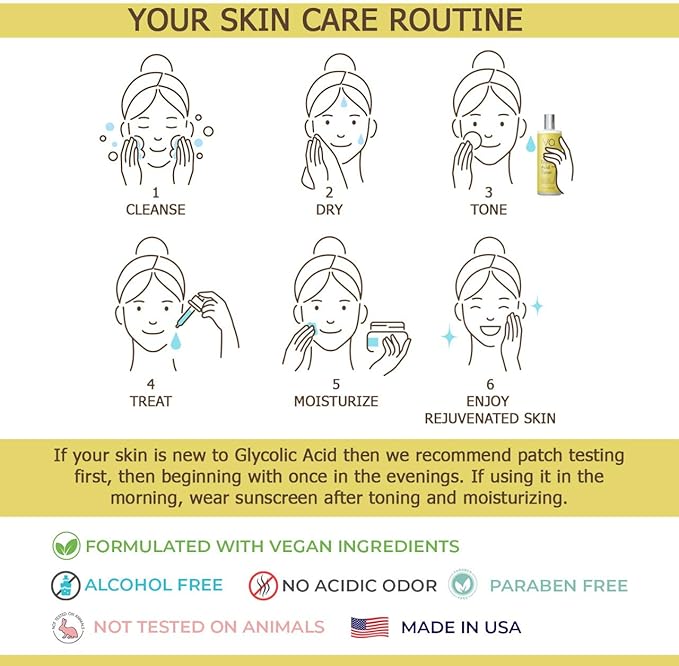 Glycolic Acid Toner for Face - Anti Aging, Pore Minimizer for Face, Exfoliating Toner - with Aloe Vera, Cucumber, Hyaluronic Acid - AHA - Alcohol Free - for All Skin Types - by Vital Affair.