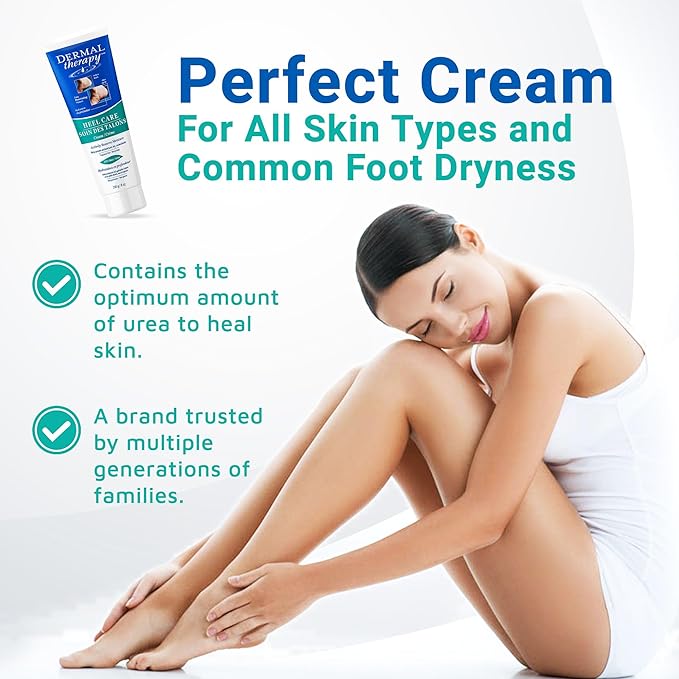 Dermal Therapy - Heel Care Cream, Foot Cream for Dry Cracked Heels, Intense Foot Moisturizer with Urea and AHA, Foot Lotion and Feet Exfoliator with Non-Greasy Formula, 3 o.z.