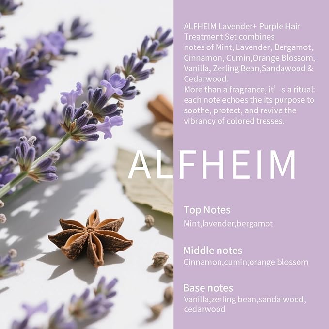 Alfheim Lavender+ Purple Hair Care Gift Set | Purple Shampoo & Conditioner for Blonde, Silver & Highlighted Hair | Neutralizes Brass, Hydrates & Shines | Sulfate-Free, Color-Safe | Holiday Gift Set