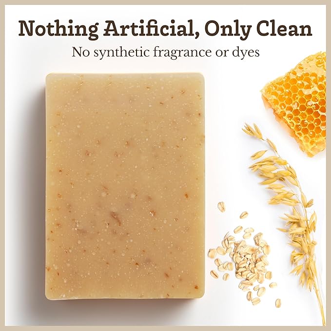 Southern Natural Oatmeal Soap Bar (3 Pack) Unscented Goat Milk Soap Bars With Colloidal Oatmeal & Honey. For Dry, Sensitive Skin. Fragrance Free Cleanser