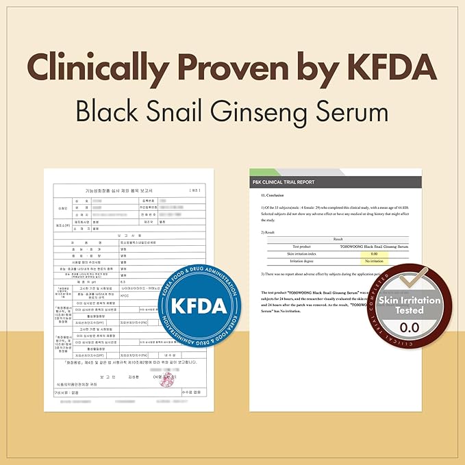 Black Snail Ginseng Serum, Ginseng 640,430ppm, Snail Mucin, Hydrating Facial Moisturizer, Acne Scar Remover, Self Care, Glow Skin Under Makeup, Korean Skin Care, 30ml, 1.01 fl. oz.