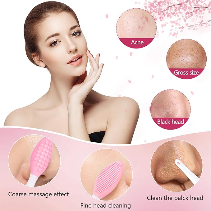 Silicone Face Scrubber, 2pcs Exfoliating Lip Brush, 4pcs Cleansing Brush,2pcs Face Mask Brush Exfoliator Blackhead Skin Tool