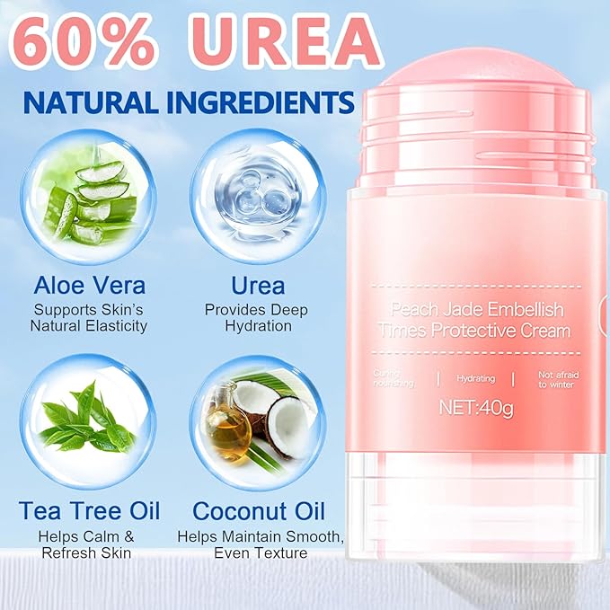 Crack Feet Prevention Stick, Urea Cream 60%, Anti Crack Foot Cream Stick, Strength Moisturizer Foot Lotion stick, Softening and Nourishing Cream, for Dry, Cracked Heels & Thickened Skin (Pink+Blue)