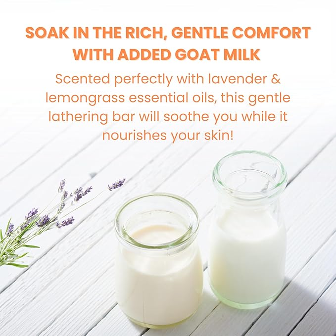 Real American Soap with Goat Milk, Lavender & Lemongrass (3 Pack) – Long-Lasting, Moisturizing Natural Bar Soap with Grass Fed-Tallow, Gentle Conditioning Lard, & Coconut Oil – Daily Use