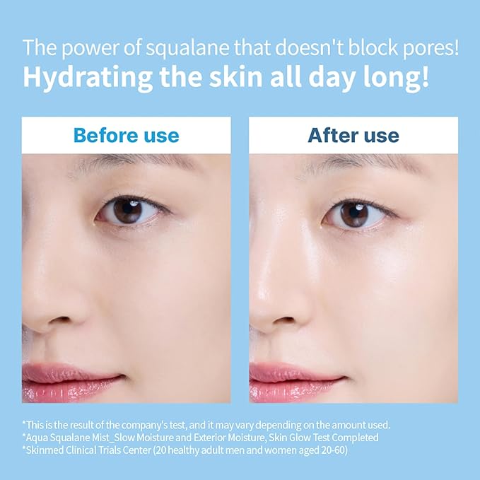 AQUA SQUALANE MIST, Vegan, Face Spray, Light-weight Face Moisturizer, Hydrating Mist for Glow Skin, Green Tea Extract for soothe skin, Korean Skincare (100ml, 3.38 fl oz.)