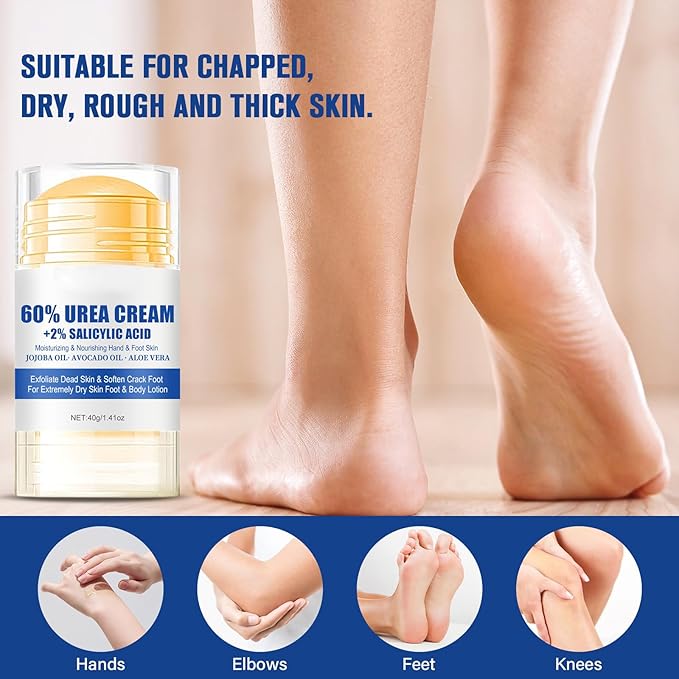 60% Urea Cream + 2% Saliculic Acid, 60 Percent for Feet Maximum Strength Cream, Moisturizing & Nourishing Hand & Foot Skin, for Extremely Dry Skin Foot & Body Lotion (3PCS)