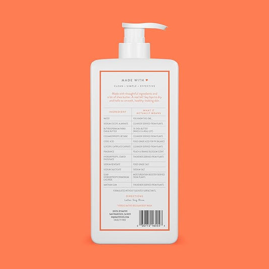 Native Moisturizing Body Wash Contains Naturally Derived Ingredients | For Women & Men, Sulfate, Dye, & Paraben Free Leaving Skin Soft and Hydrated | Peach & Orange Blossom 18 oz