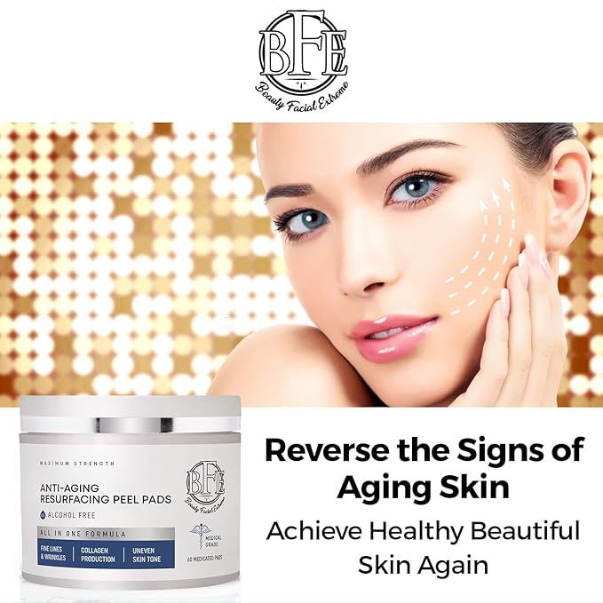 Anti-Aging Resurfacing Peel Pads - Contains Lactic, Salicylic, & Glycolic Acid. Reduces fine Lines, Wrinkles, Dark Spots, Freckles & Uneven Skin Tone. Restore Skin for Smoother & Radiant Complexion.