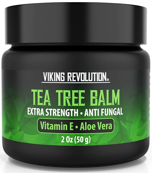 Viking Revolution Tea Tree Oil Cream - Super Balm Athletes Foot Cream - for Eczema, Jock Itch, Ringworm, Nail Treatment - Soothing Skin Moisturizer for Itchy, Scaly, Cracked Skin, 2 Ounce (Pack of 1)