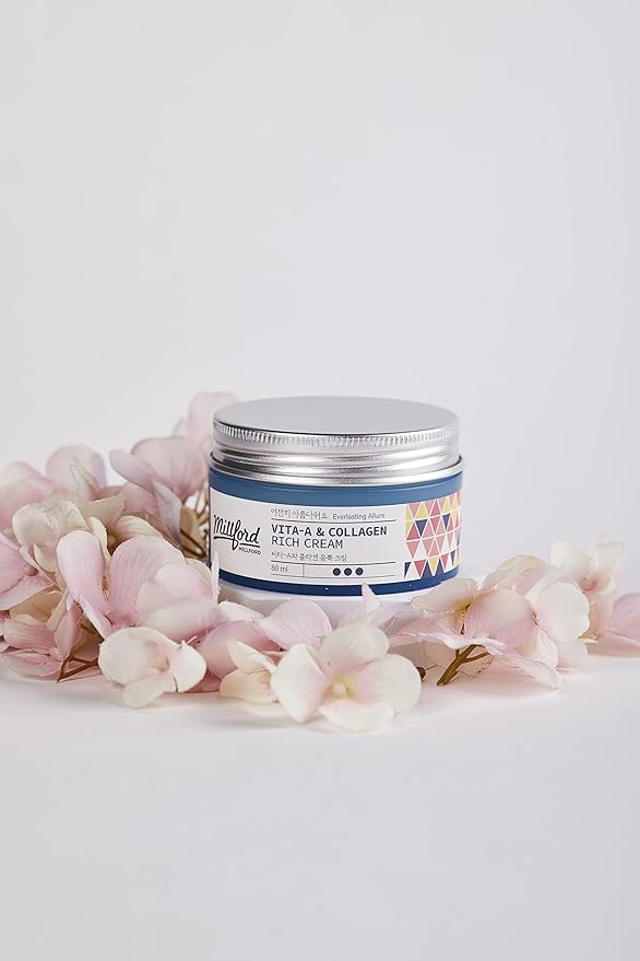 Vita A & Collagen Rich Cream 80ml/2.7 Oz, Fish/Marine Collagen, Face Cream, Anti Aging, Facial Moisturizer, Wrinkes, Fine Lines, Retinyl Palmitate, Korean Skincare