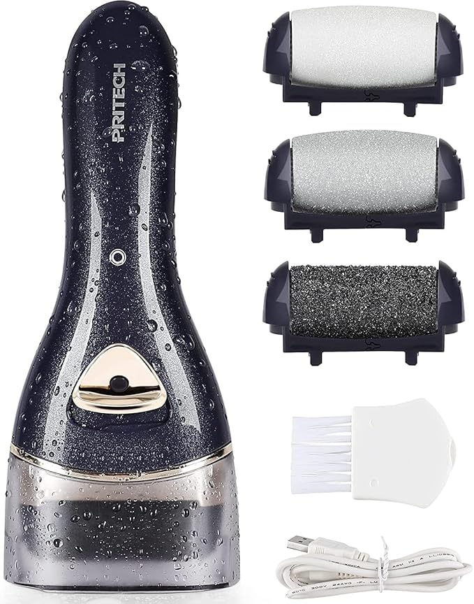 Electric Foot Callus Removers, Portable Electronic Foot File Pedicure Tools, Electric Callus Remover Kit, Professional Pedi Feet Care for Dead, Hard Cracked Dry Skin (Black)