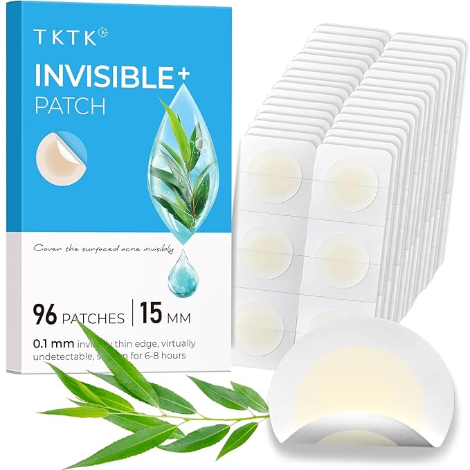 Pimple Patches, 15 mm Invisible Acne Patches for Face with Salicylic Acid, 0.01cm Extra Thin Outer Edge, Hydrocolloid Zit Patch for Pustule, Whitehead, Cystic Acne Spot, 96 Count