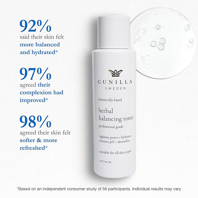 Gunilla Toner Herbal Skin Anti-Aging, Vegan, Soothing, Plant-Based, Antioxidant-Rich, Hydrating, Helps Soften Skin, Natural, Made in USA - 4 oz