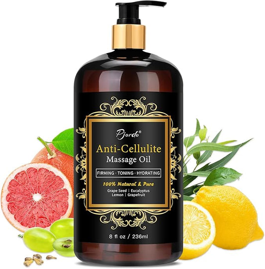 Anti Cellulite Massage Oil for Massage Therapy, 100% Natural & Pure Body Firming Oil for Reducing Cellulite, Firming & Moisturizing Skin, Fast Absorbing, Cellulite Remover for Leg & All Body