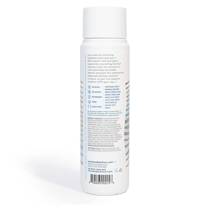Seaweed Bath Co. Hydrate Body Wash - Unscented | Foaming Shower Gel Cleanser with Natural Ingredients | Fragrance Free and Gentle | Good For Sensitive Skin | 12 oz (Pack of 2)