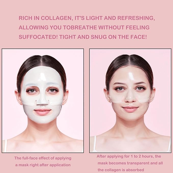 4Pack Hydrating Collagen Face Mask for Korean Glass Skin – Firming and Wrinkle Reduction Sheet Mask for Youthful, Firming, Bio-Collagen Facial Mask for All Skin Types