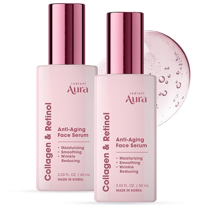 Collagen & Retinol Face Serum-Dermatologist Tested Korean Anti-Aging Solution for Wrinkles & Dark Spots -Premium Skin Repair Formula for Deep Hydration & Rejuvenation 2-pack 2 fl oz