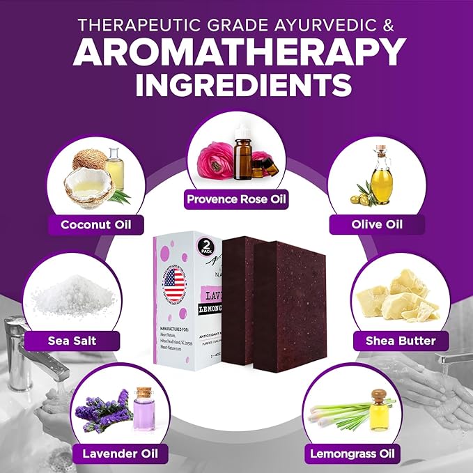 iHeart Lavender Soap Bars (2 Pack) – Deep Cleansing & Soothing for Sensitive Skin – Infused with Shea Butter & Sea Salt for Luxurious Lather & Long Lasting Freshness