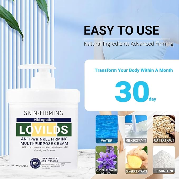 Lovilds Skin Tightener, Advanced Firming & Wrinkle-Reducing Cream, Lovilds Skin Firming Rejuvenating Cream, Skin Firming, Moisturizing and Anti-Wrinkle for all Skin Types (3 Bottle)