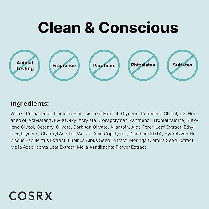 COSRX Hydrium Green Tea Aqua Soothing Gel Cream, 1.69 fl.oz / 50ml | Lightweight Daily Cream | Camelia, Aloe Gel | Korean Skin Care, No Animal Testing, Paraben Free