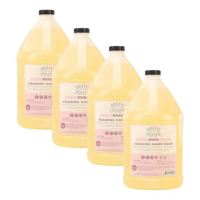Adams Handmade Soap Liquid Foaming Soap 1 Gal - Rose (Pack of 4)