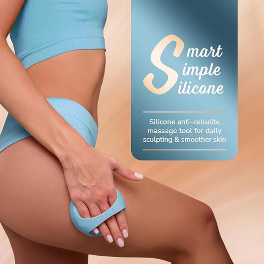 Anti-Cellulite Silicone Massager Brush - Deep Tissue Body Scrubber for Cellulite Remover, Skin Firming & Lymphatic Drainage - Exfoliating Massage Tool with Grip Handle for Legs & Body - Blue
