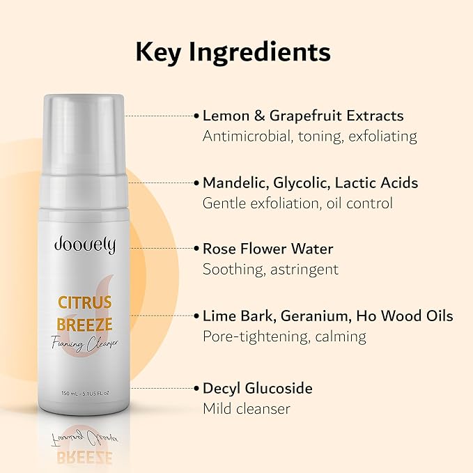 Citrus Breeze Foaming Face Cleanser | Facial cleanser & Face Wash for All Skin Types, Daily Hydrating Cleanser with Natural Citrus Extracts for Deep Cleansing & Oil Control – 150ml(5 Fl. oz)