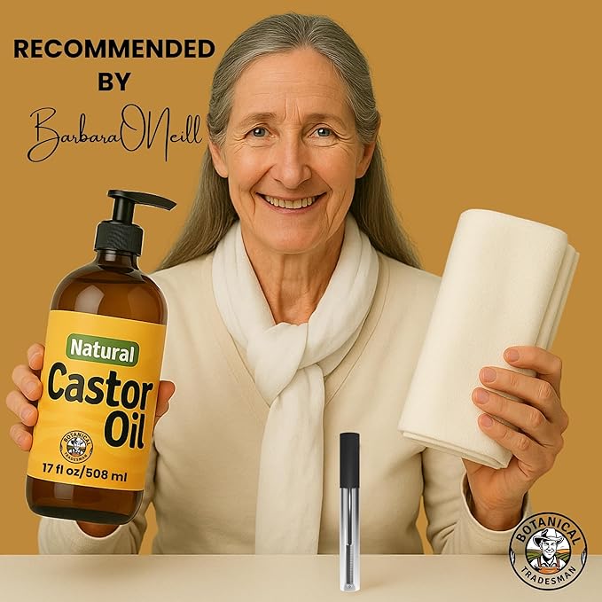 Organic Castor Oil (17 oz) Glass Bottle-100% Pure, Cold-Pressed, Hexane-Free, with 2 Resuable Organic Cotton Flannel Pack Wraps and Mascara Container for Skin, Hair, Eyelash's Eyebrow's & Body