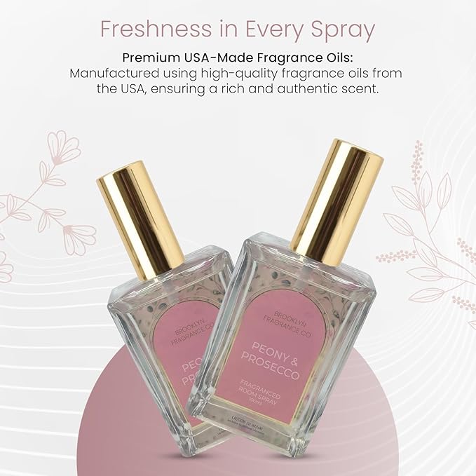 Brooklyn Fragrance Co. Arches Room Spray – Premium Peony & Prosecco Ombre Scent- Long lasting Fragrance for Home, Office or Bathroom – Air Freshener Rectangle Spray bottle – 100 ml