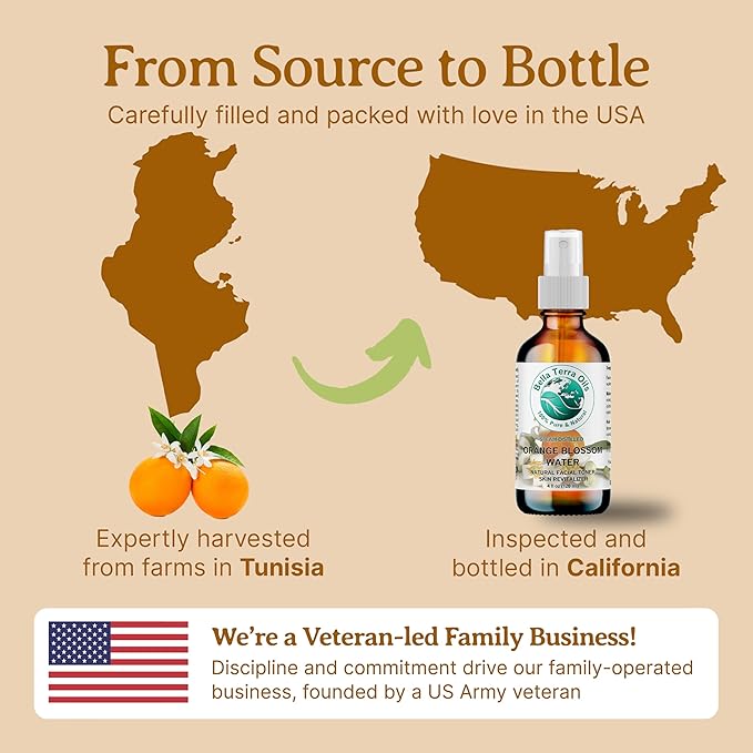 Orange Blossom Water (Neroli Hydrosol) – 1 Gallon, Radiant Skin Refresher, Natural Aroma, Revitalize & Glow – Bella Terra Oils
